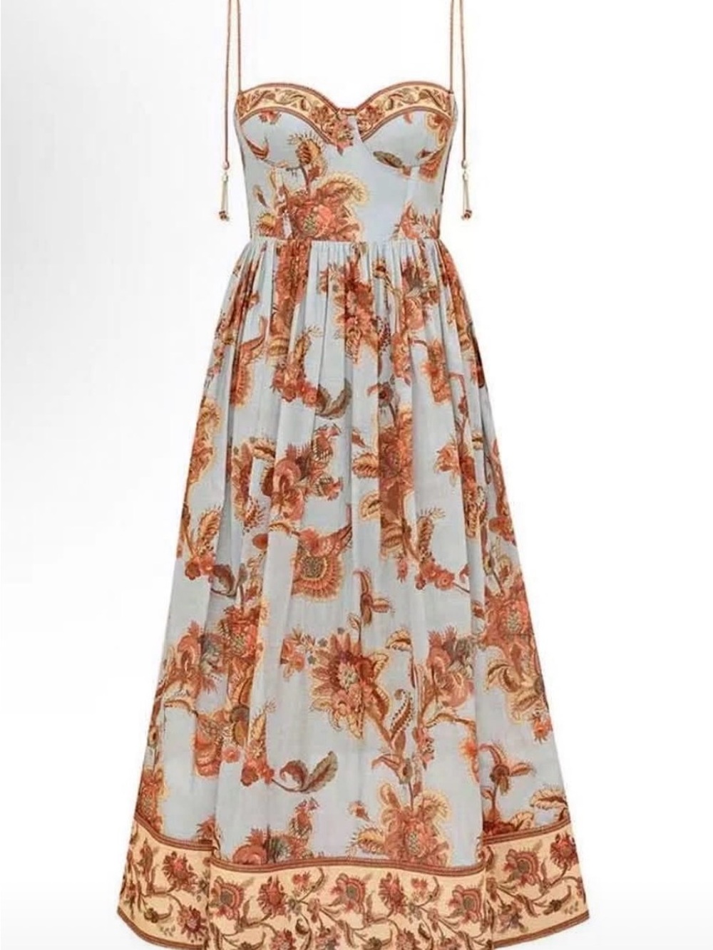 Zimmerman floral Strapless Maxi Dress in Pale cream and Rust